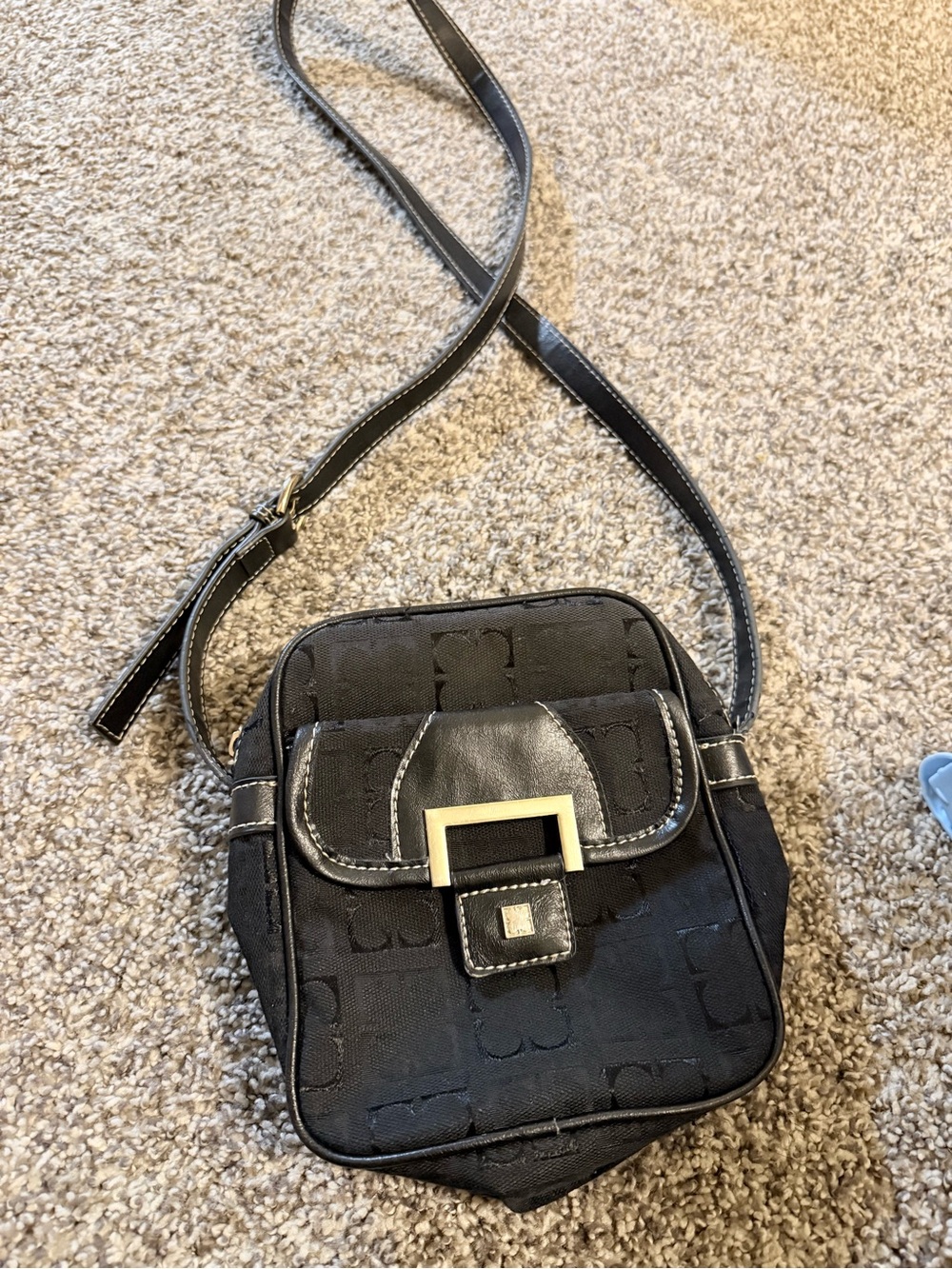 Liz Claiborne Black Crossbody with Gold-Tone Buckle